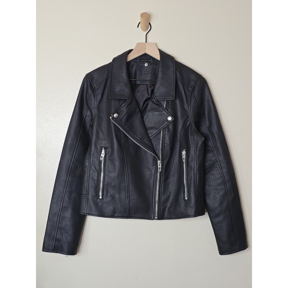 BLANKNYC Meant To Be Moto Jacket Womens L Black Faux Leather No Hood